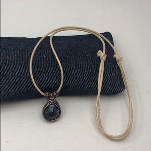 Wire wrapped glass bead necklace